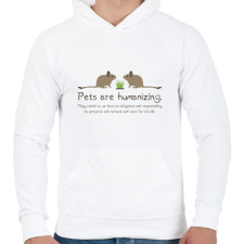 PRINTFASHION Pets are humanizing - Férfi kapucnis pulóver - Fehér férfi pulóver, kardigán