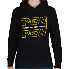 PRINTFASHION Pew Pew beep boop - Női kapucnis pulóver - Fekete női pulóver, kardigán