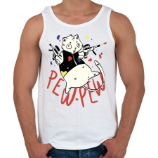 PRINTFASHION Pew pew cat - Férfi atléta - Fehér atléta, trikó