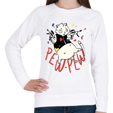 PRINTFASHION Pew pew cat - Női pulóver - Fehér női pulóver, kardigán
