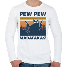 PRINTFASHION Pew Pew Madafakas cica - Férfi hosszú ujjú póló - Fehér