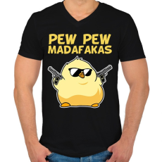 PRINTFASHION Pew Pew madafakas csirke - Férfi V-nyakú póló - Fekete