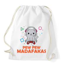 PRINTFASHION Pew Pew Madafakas Gamer - Sportzsák, Tornazsák - Fehér tornazsák