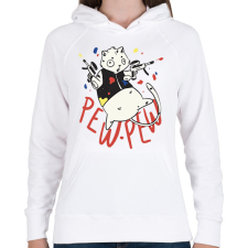 PRINTFASHION Pew pew madafakas hörcsög - Női kapucnis pulóver - Fehér női pulóver, kardigán