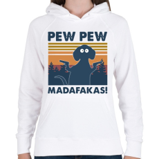 PRINTFASHION Pew pew madafakas kutya - Női kapucnis pulóver - Fehér