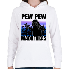 PRINTFASHION Pew Pew Madafakas lajhár - Női kapucnis pulóver - Fehér