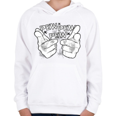 PRINTFASHION Pew pew pew csak úgy - Gyerek kapucnis pulóver - Fehér