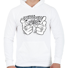 PRINTFASHION Pew pew pew - Férfi kapucnis pulóver - Fehér férfi pulóver, kardigán