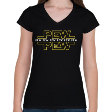 PRINTFASHION Pew Pew Pew lézer - Női V-nyakú póló - Fekete női póló