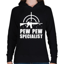 PRINTFASHION Pew pew speciaist - Női kapucnis pulóver - Fekete női pulóver, kardigán