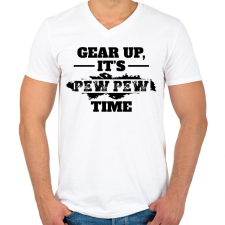 PRINTFASHION Pew pew time - Férfi V-nyakú póló - Fehér férfi póló