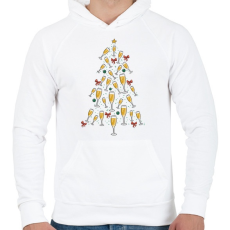 PRINTFASHION Pezsgő karácsonyfa - Férfi kapucnis pulóver - Fehér