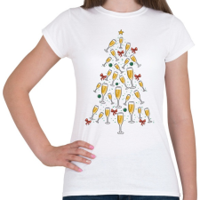 PRINTFASHION Pezsgő karácsonyfa - Női póló - Fehér női póló
