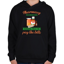 PRINTFASHION Pharmacy technician - Gyerek kapucnis pulóver - Fekete gyerek pulóver, kardigán