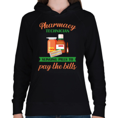 PRINTFASHION Pharmacy technician - Női kapucnis pulóver - Fekete