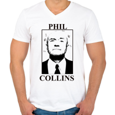 PRINTFASHION Phil Collins - Férfi V-nyakú póló - Fehér