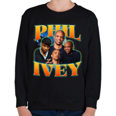 PRINTFASHION Phil Ivey - póker - Gyerek pulóver - Fekete