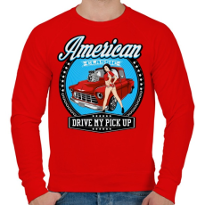 PRINTFASHION Pick Up sofőr - Férfi pulóver - Piros