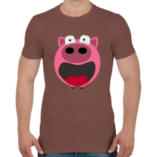 PRINTFASHION Pig - Férfi póló - Mogyoróbarna férfi póló