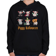PRINTFASHION Piggy Halloween - Gyerek kapucnis pulóver - Fekete gyerek pulóver, kardigán