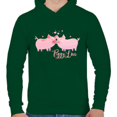 PRINTFASHION piggy_love - Férfi kapucnis pulóver - Sötétzöld