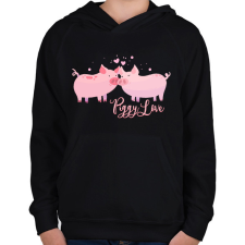 PRINTFASHION piggy_love - Gyerek kapucnis pulóver - Fekete gyerek pulóver, kardigán