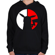 PRINTFASHION Pikachu logó - Gyerek kapucnis pulóver - Fekete gyerek pulóver, kardigán