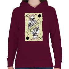 PRINTFASHION Pikk király - Női kapucnis pulóver - Bordó női pulóver, kardigán