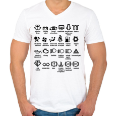 PRINTFASHION Piktogrammok jelentése - Férfi V-nyakú póló - Fehér