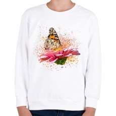 PRINTFASHION pillangó virágon - Gyerek pulóver - Fehér