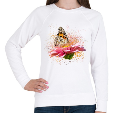 PRINTFASHION pillangó virágon - Női pulóver - Fehér női pulóver, kardigán