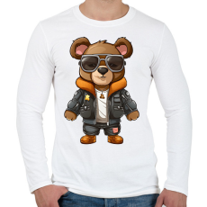 PRINTFASHION Pilóta maci - Férfi hosszú ujjú póló - Fehér