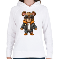 PRINTFASHION Pilóta maci - Női kapucnis pulóver - Fehér