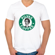 PRINTFASHION Pilvax Coffee - parody - Férfi V-nyakú póló - Fehér férfi póló