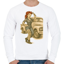 PRINTFASHION Pin up - Férfi pulóver - Fehér férfi pulóver, kardigán