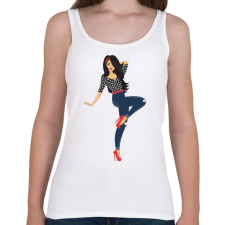 PRINTFASHION Pin up lány - Női atléta - Fehér női trikó