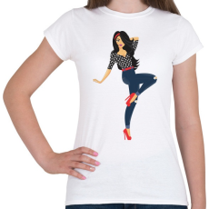 PRINTFASHION Pin up lány - Női póló - Fehér