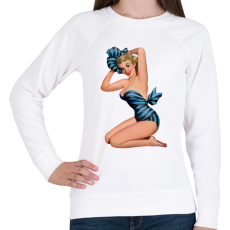 PRINTFASHION Pin up lány - Női pulóver - Fehér
