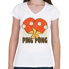 PRINTFASHION Ping Pong - Női V-nyakú póló - Fehér női póló