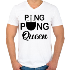 PRINTFASHION Ping Pong Queen - Férfi V-nyakú póló - Fehér férfi póló