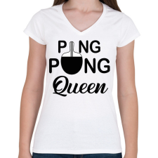 PRINTFASHION Ping Pong Queen - Női V-nyakú póló - Fehér női póló