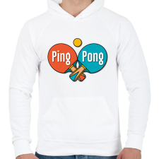 PRINTFASHION Ping Pong - Ütők, labda - Férfi kapucnis pulóver - Fehér férfi pulóver, kardigán