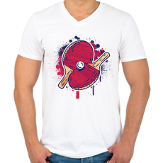 PRINTFASHION Pingpong - Férfi V-nyakú póló - Fehér