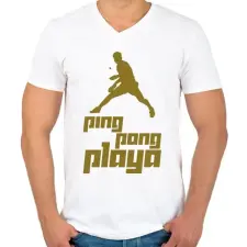 PRINTFASHION PingPongPlaya - Férfi V-nyakú póló - Fehér férfi póló