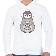 PRINTFASHION Pingvin család - Férfi kapucnis pulóver - Fehér