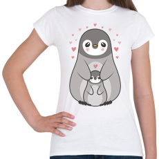 PRINTFASHION Pingvin család - Női póló - Fehér