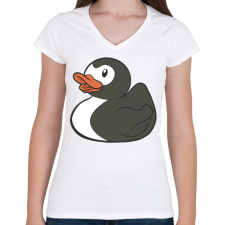 PRINTFASHION Pingvin gumikacsa - Női V-nyakú póló - Fehér női póló