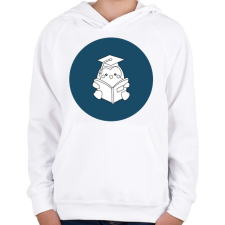 PRINTFASHION Pingvines diplomás minta - Gyerek kapucnis pulóver - Fehér gyerek pulóver, kardigán