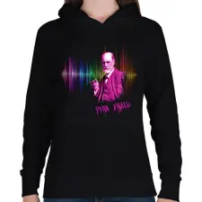PRINTFASHION PINK FREUD - Női kapucnis pulóver - Fekete női pulóver, kardigán