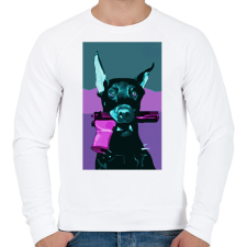 PRINTFASHION Pink gun - Férfi pulóver - Fehér férfi pulóver, kardigán